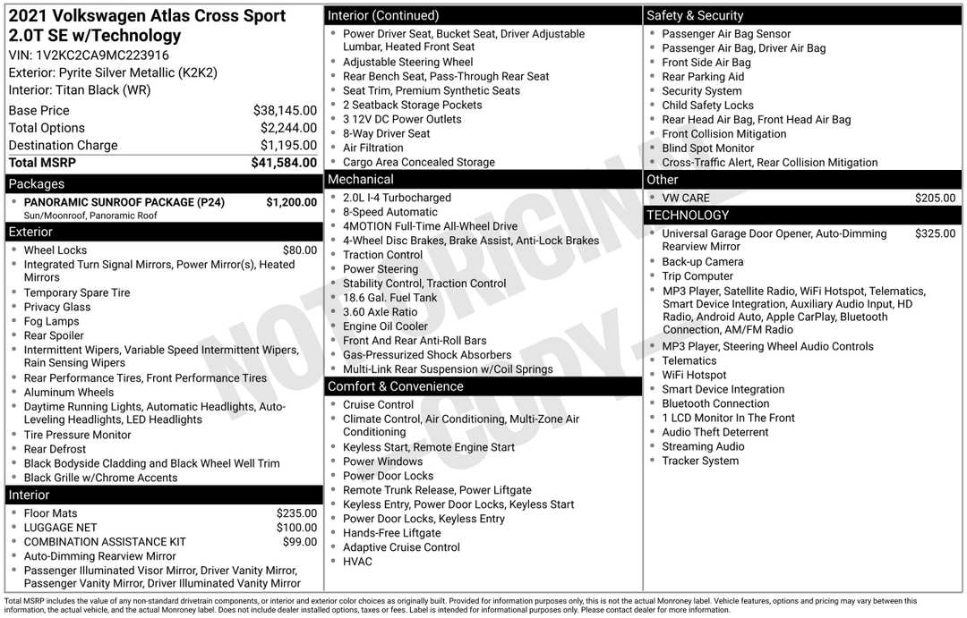 2021 Volkswagen Atlas Cross Sport 2.0T SE w/Technology - Image 2