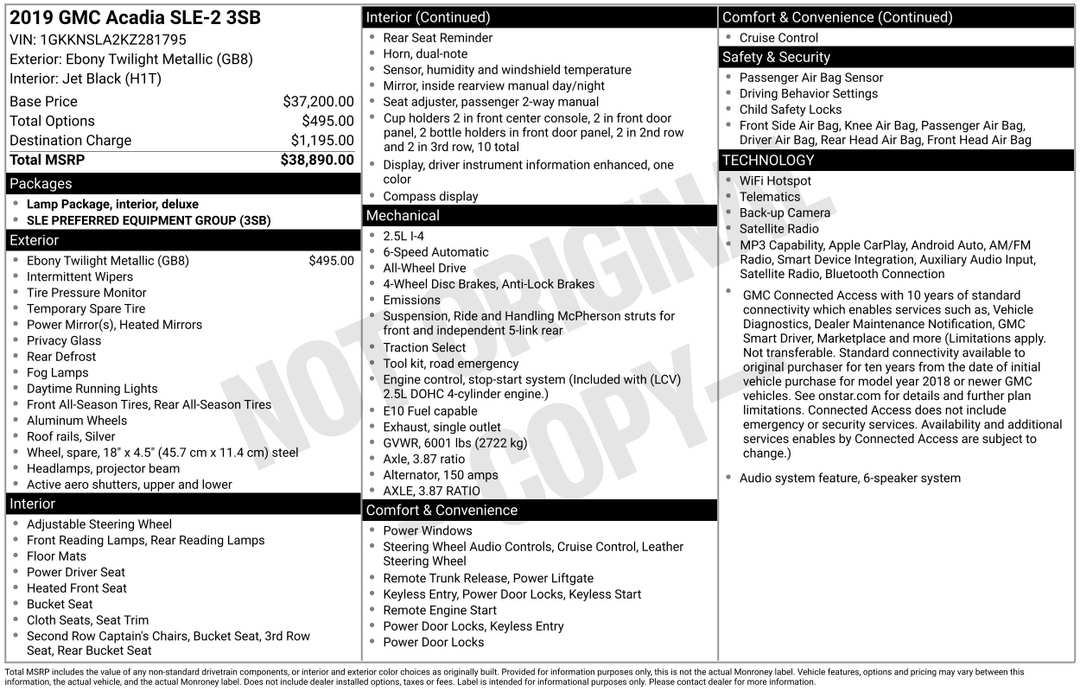 2019 GMC Acadia SLE2 - Image 2
