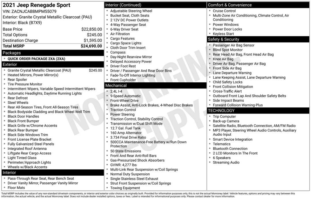 2021 Jeep Renegade Sport - Image 2
