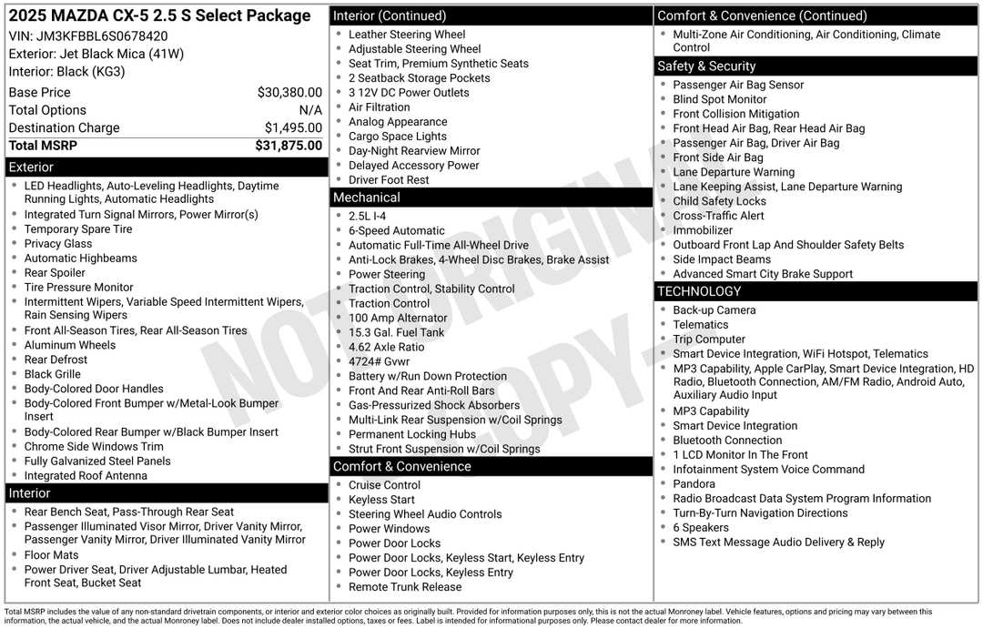 2025 MAZDA CX-5 2.5 S Select Package - Image 2