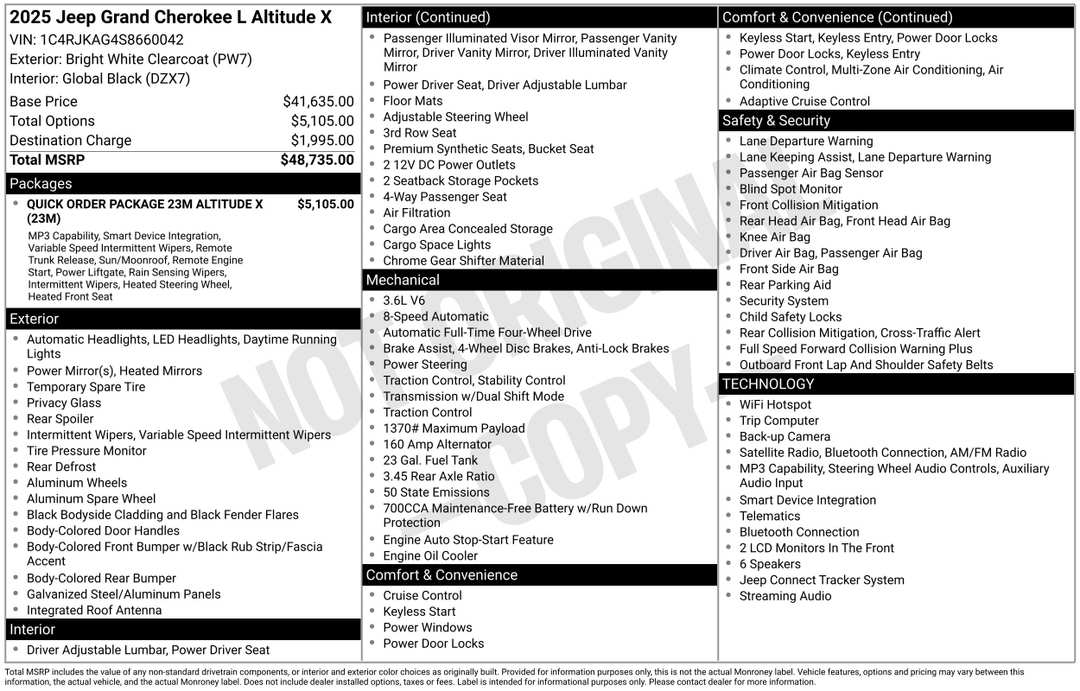 2025 Jeep Grand Cherokee L Altitude X - Image 2
