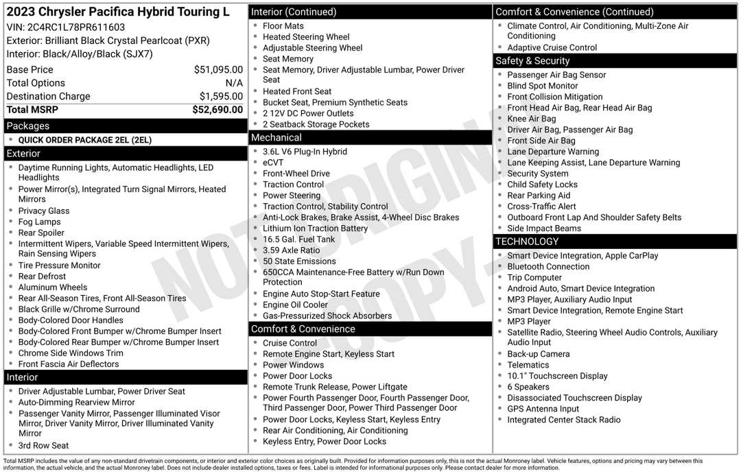 2023 Chrysler Pacifica Hybrid Touring L - Image 2